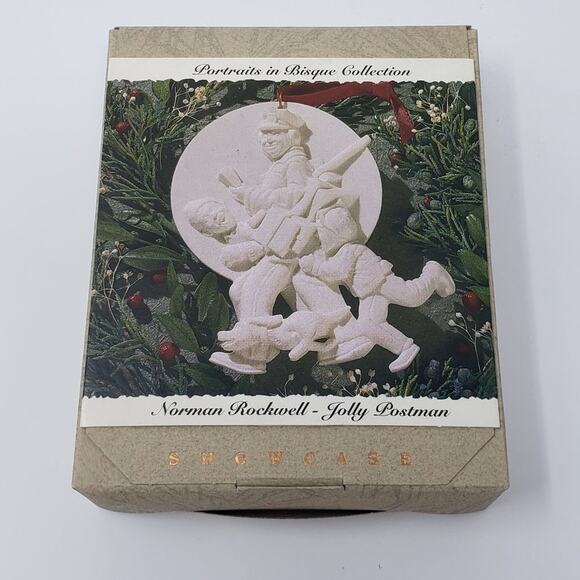 Hallmark Norman Rockwell Jolly Postman Fine Bisque Porcelain Christmas Ornament - Picture 1 of 6